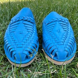 Blue Turquoise Slip On Handmade Huarache Sandal